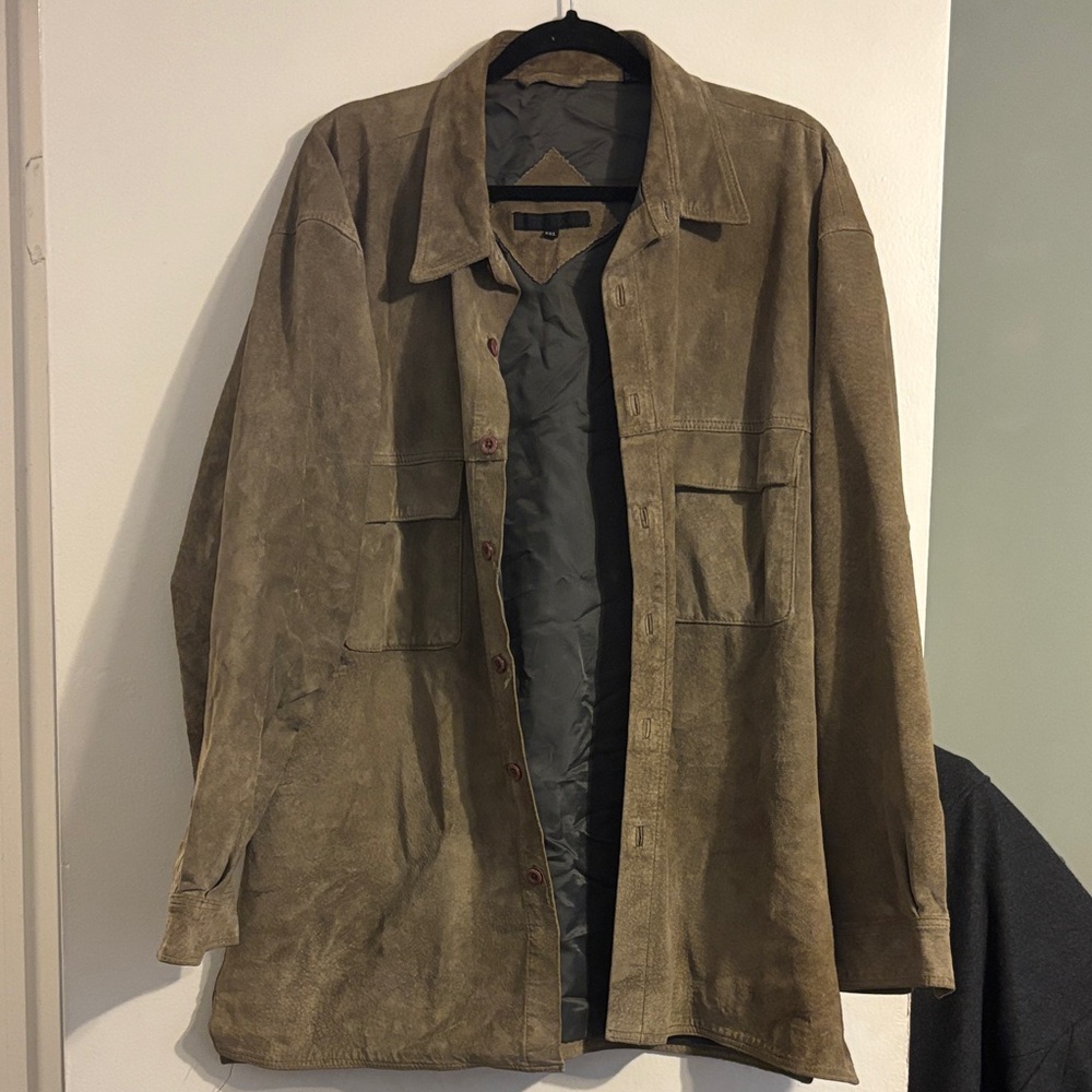 Men's Tan Suede Shirt Jacket